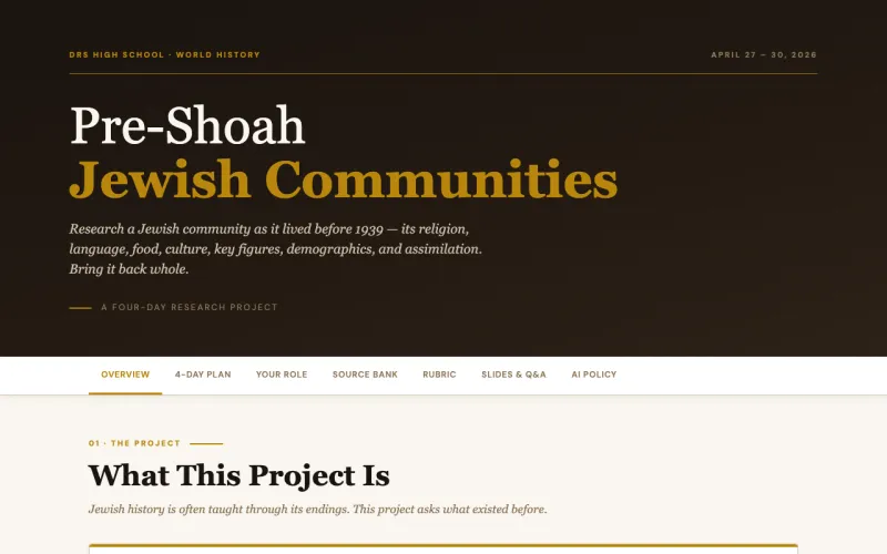 Project page for the Pre-Shoah Jewish Communities research project